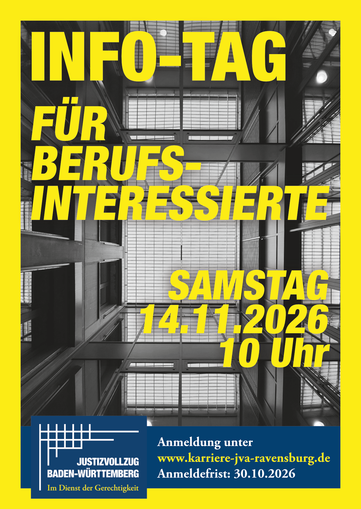 Flyer Info-Tag Justizvollzugsanstalt Ravensburg, JVA Ravensburg, November 2026